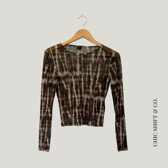 Urban Outfitters | Mesh Tie-Dye Top | Brown/Black | M - Picture 1 of 4